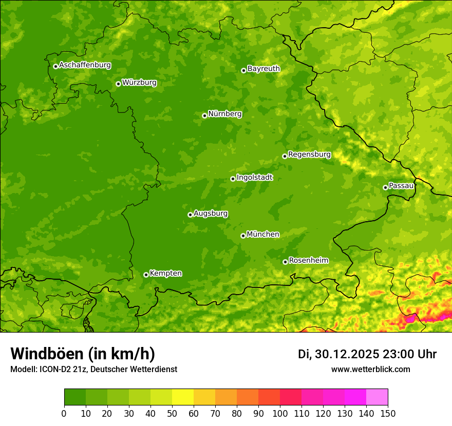 Modellkarten Windgeschwindigkeit