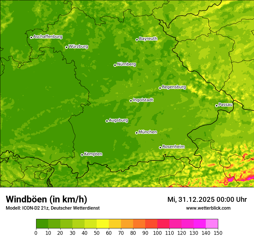 Modellkarten Windgeschwindigkeit