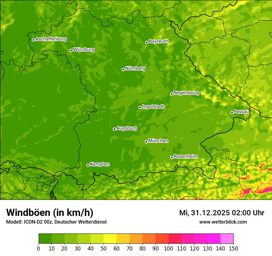 Modellkarten Windgeschwindigkeit