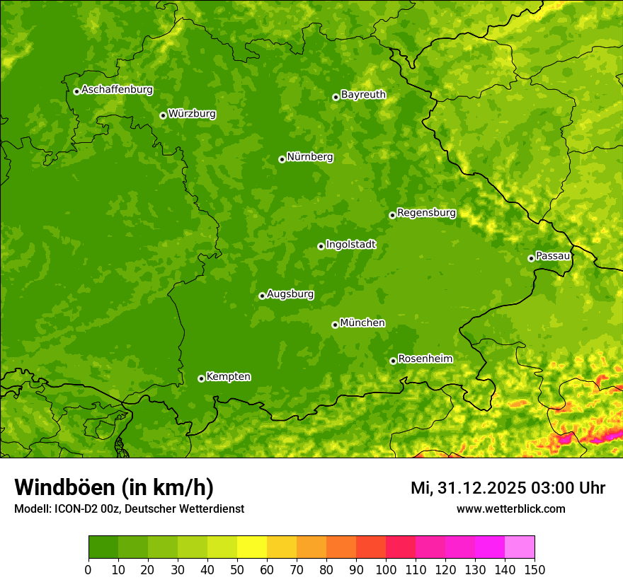 Modellkarten Windgeschwindigkeit