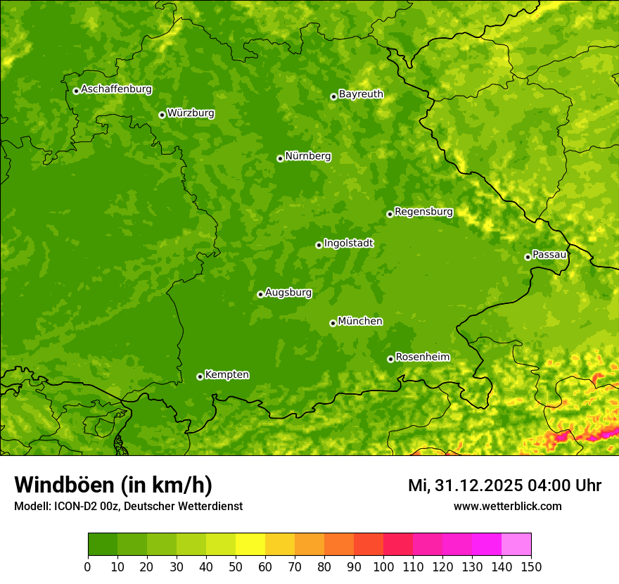 Modellkarten Windgeschwindigkeit