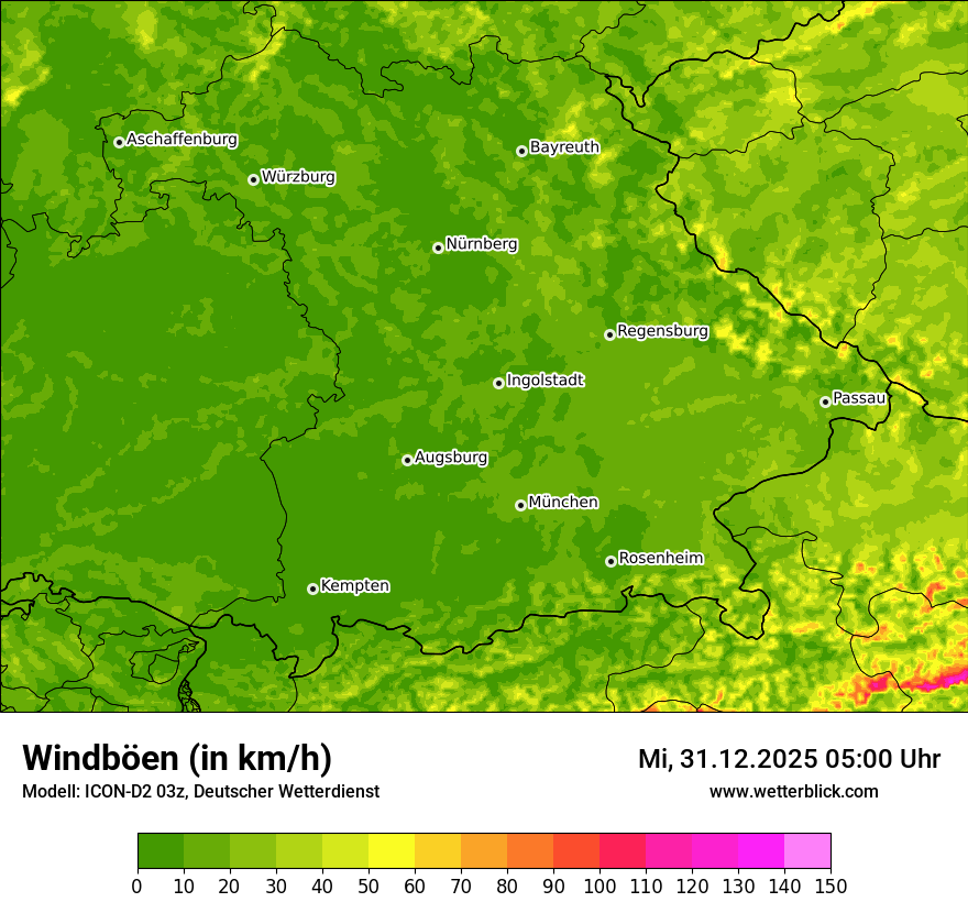 Modellkarten Windgeschwindigkeit