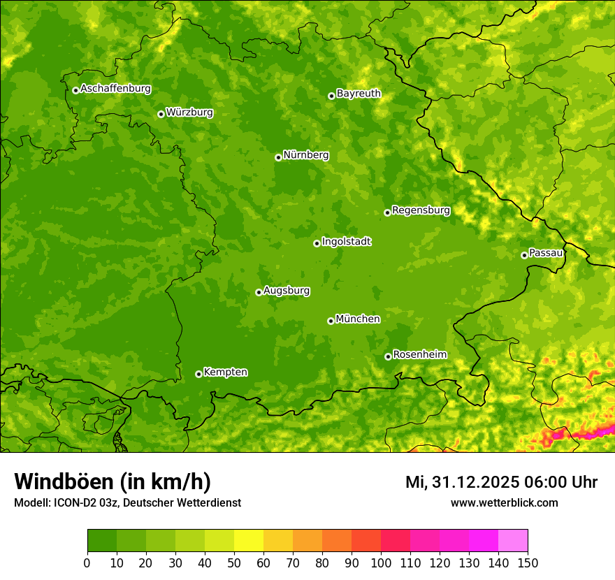 Modellkarten Windgeschwindigkeit