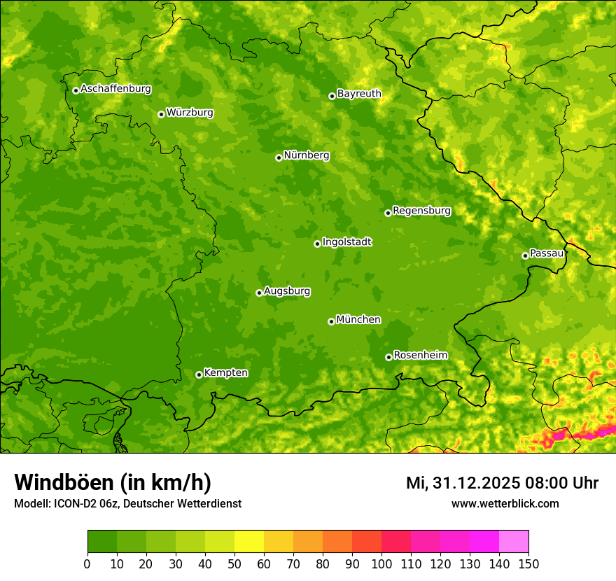Modellkarten Windgeschwindigkeit