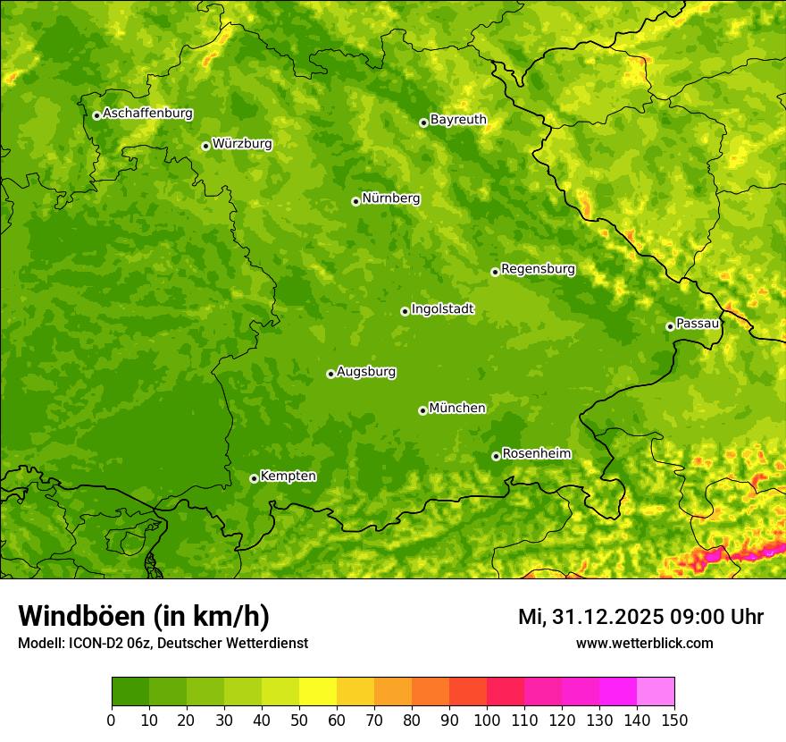Modellkarten Windgeschwindigkeit
