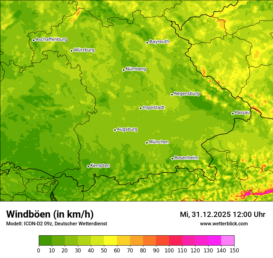 Modellkarten Windgeschwindigkeit