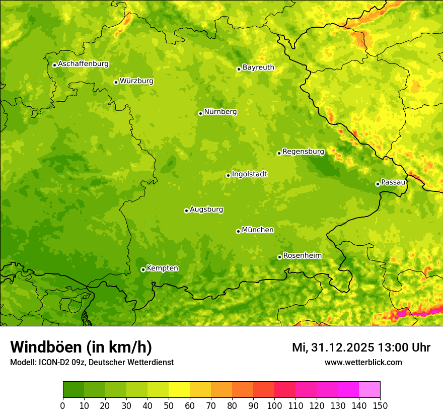 Modellkarten Windgeschwindigkeit
