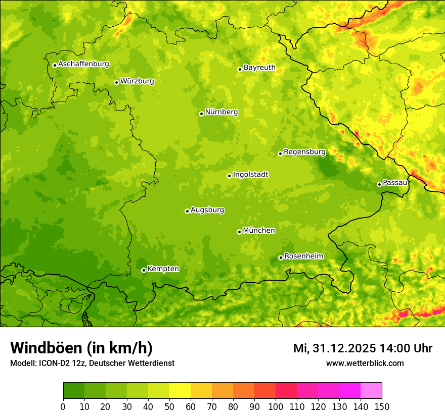 Modellkarten Windgeschwindigkeit