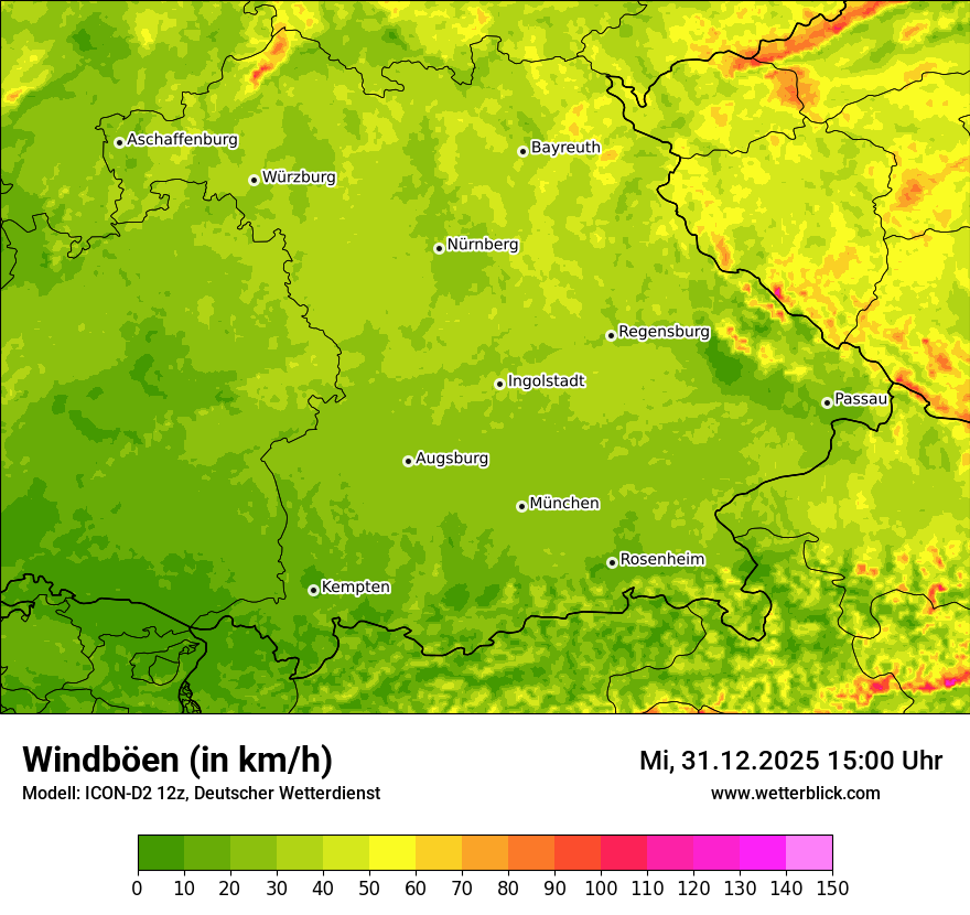 Modellkarten Windgeschwindigkeit