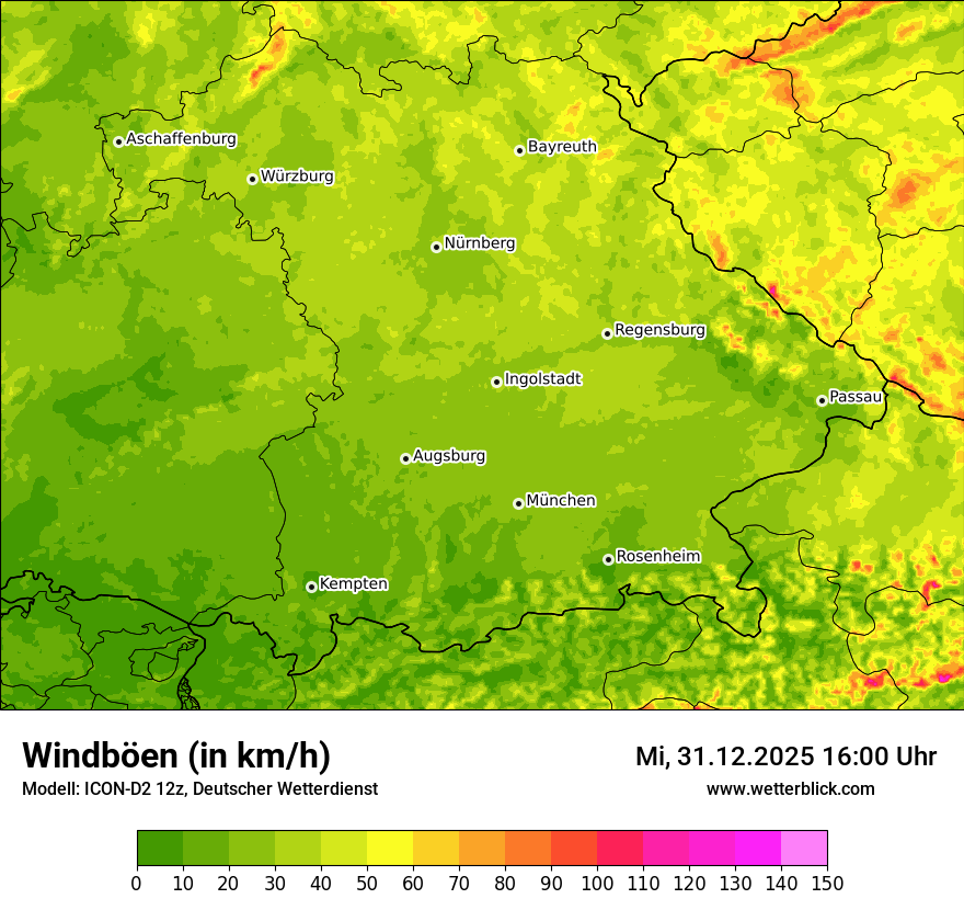 Modellkarten Windgeschwindigkeit
