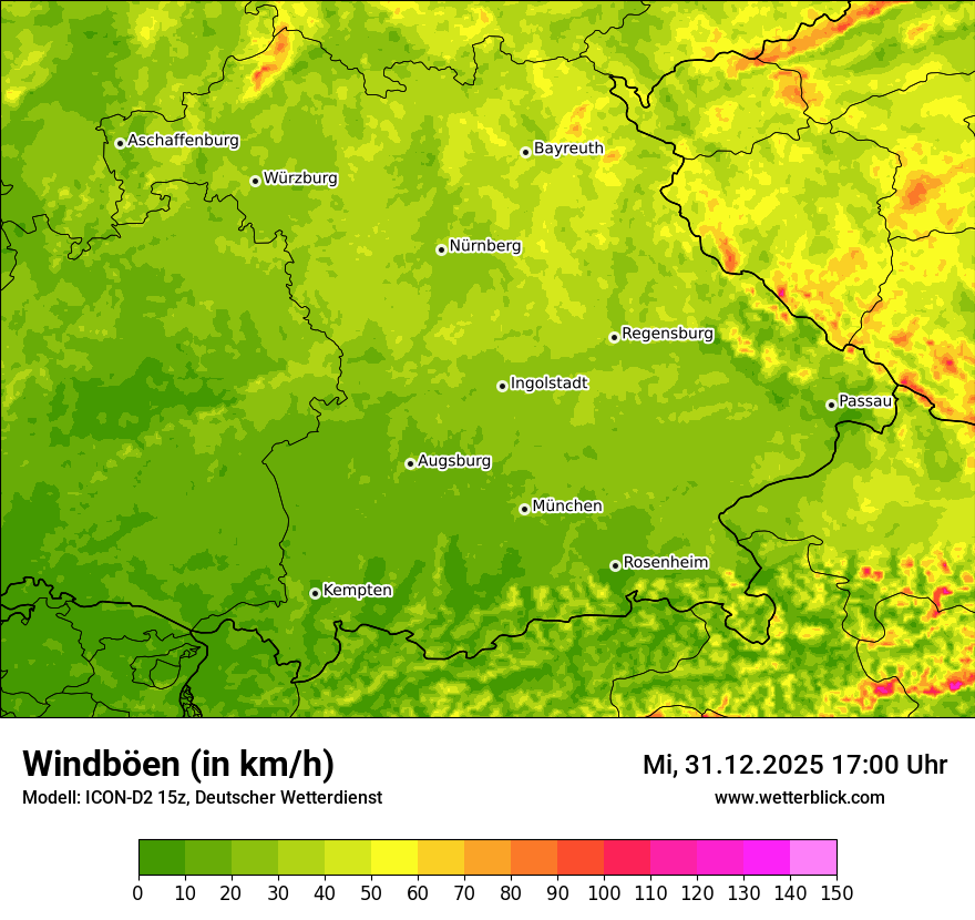 Modellkarten Windgeschwindigkeit