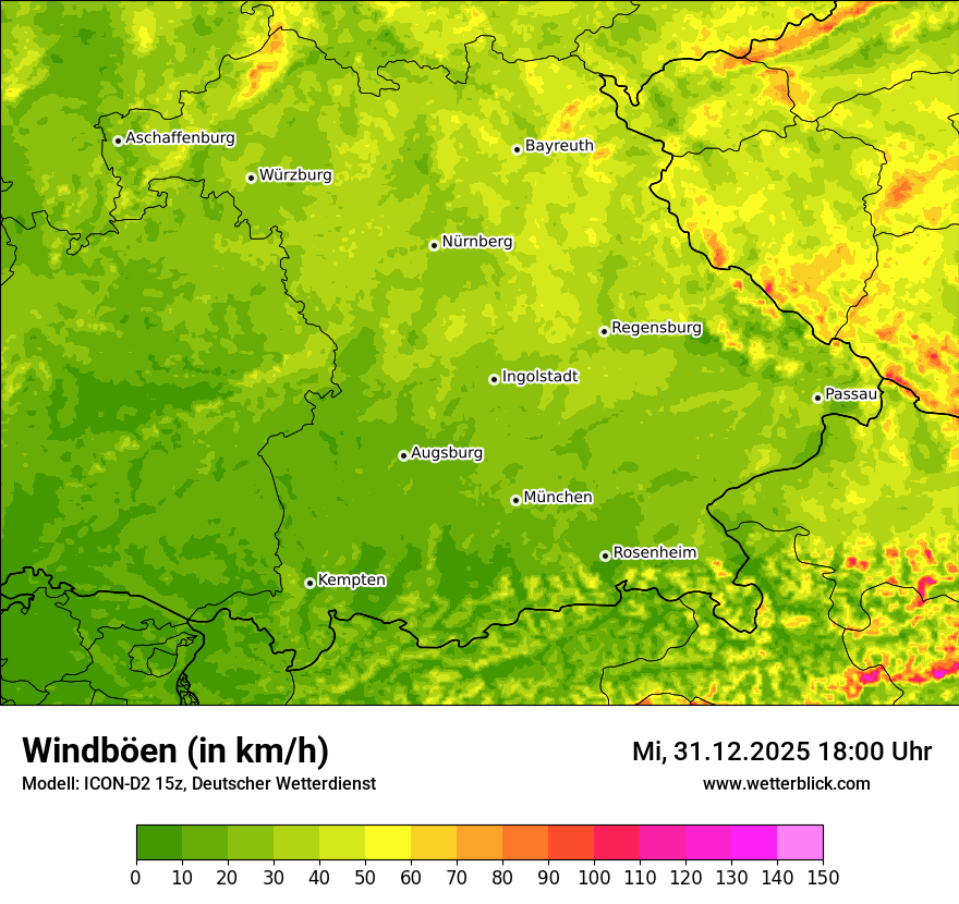 Modellkarten Windgeschwindigkeit