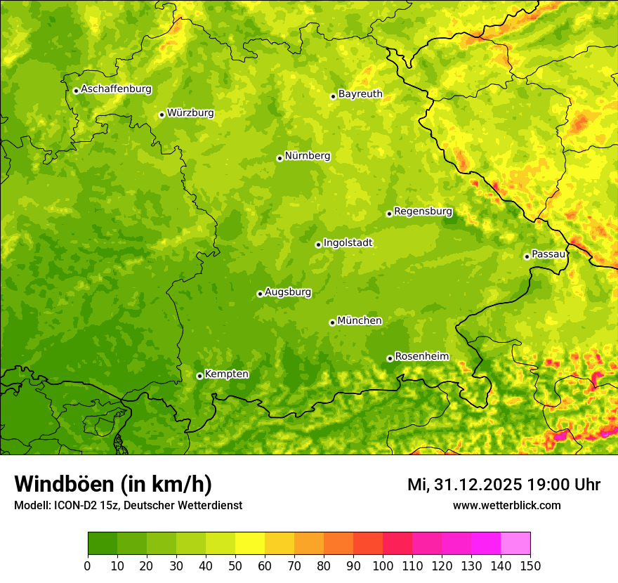 Modellkarten Windgeschwindigkeit