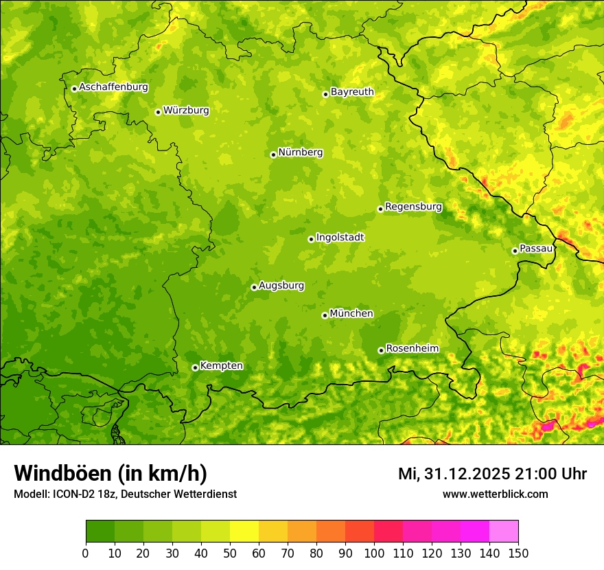Modellkarten Windgeschwindigkeit
