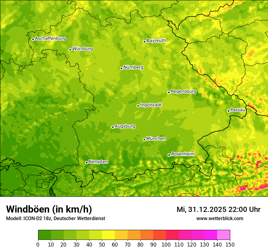 Modellkarten Windgeschwindigkeit