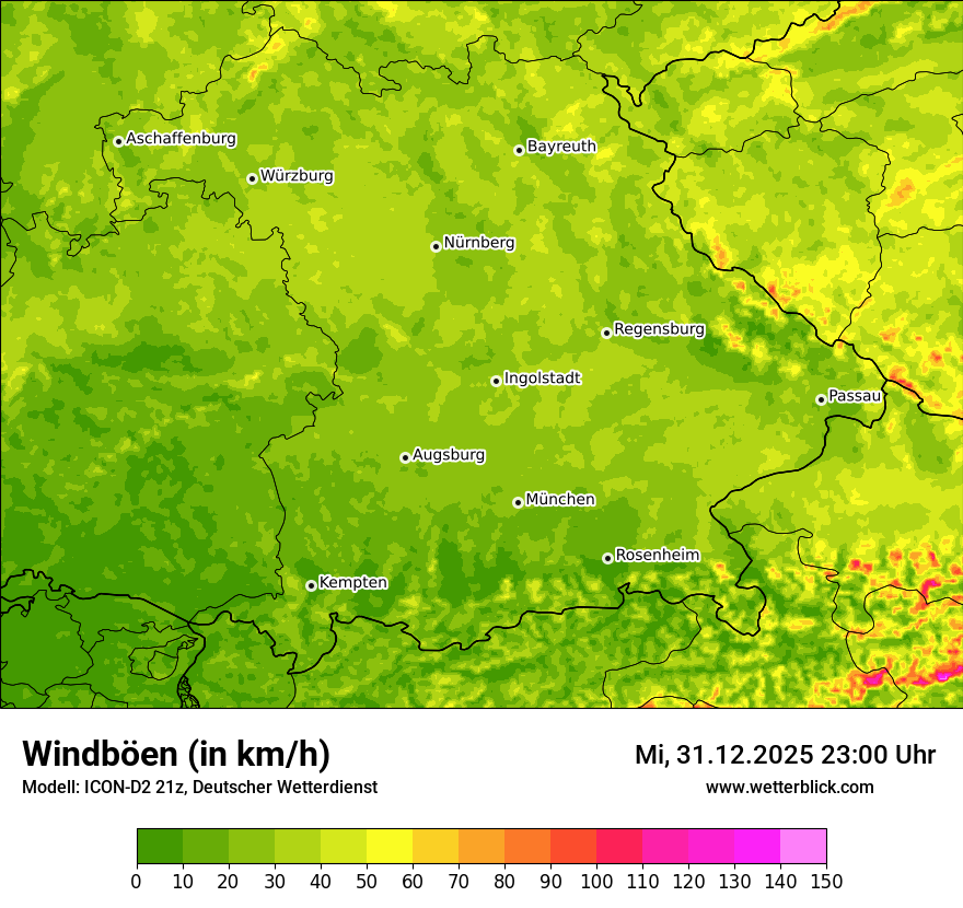 Modellkarten Windgeschwindigkeit