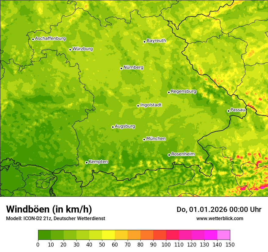 Modellkarten Windgeschwindigkeit