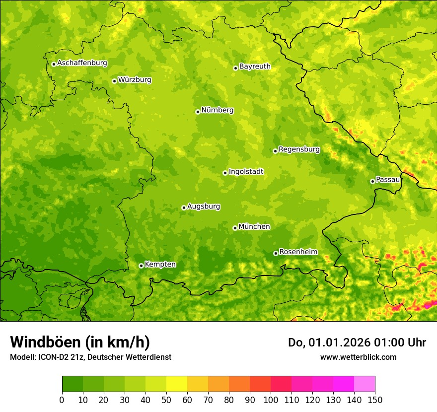 Modellkarten Windgeschwindigkeit