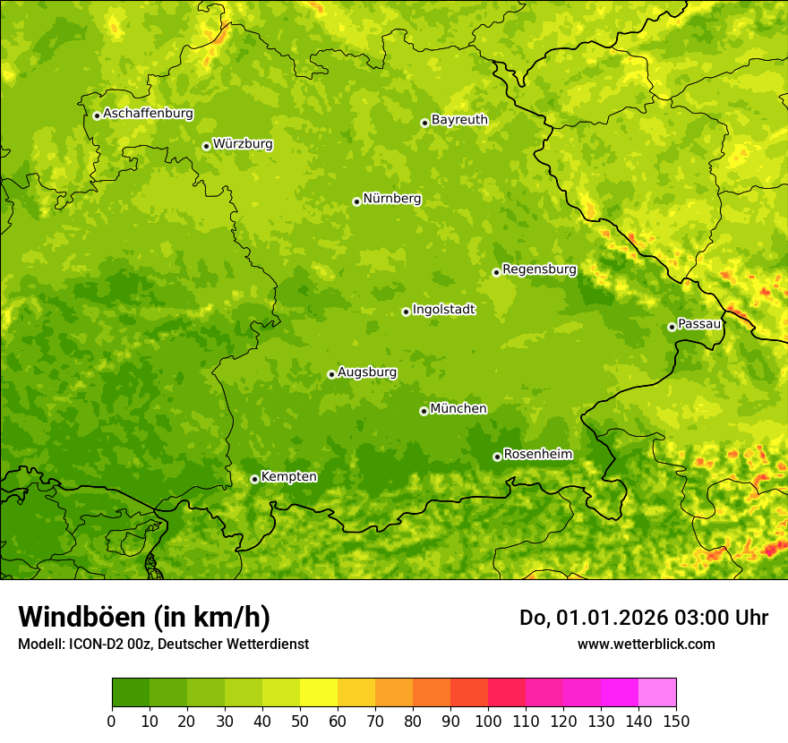 Modellkarten Windgeschwindigkeit