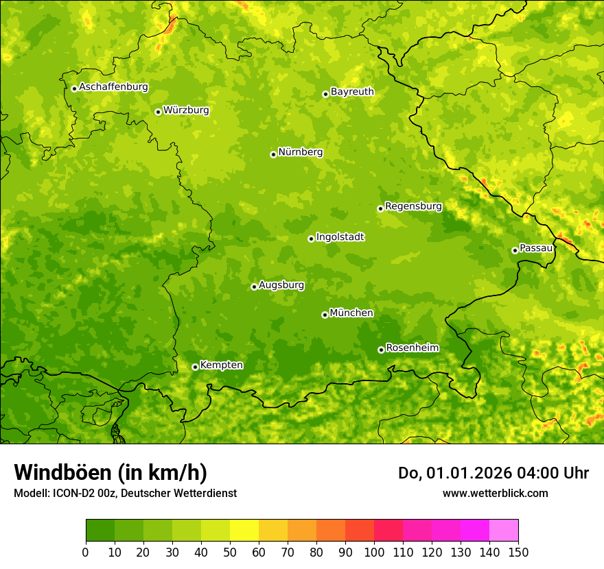 Modellkarten Windgeschwindigkeit