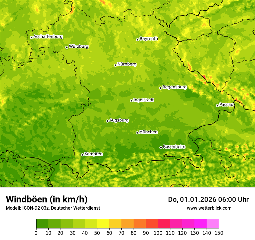 Modellkarten Windgeschwindigkeit