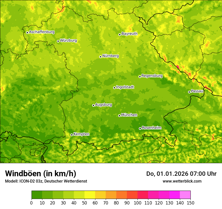 Modellkarten Windgeschwindigkeit