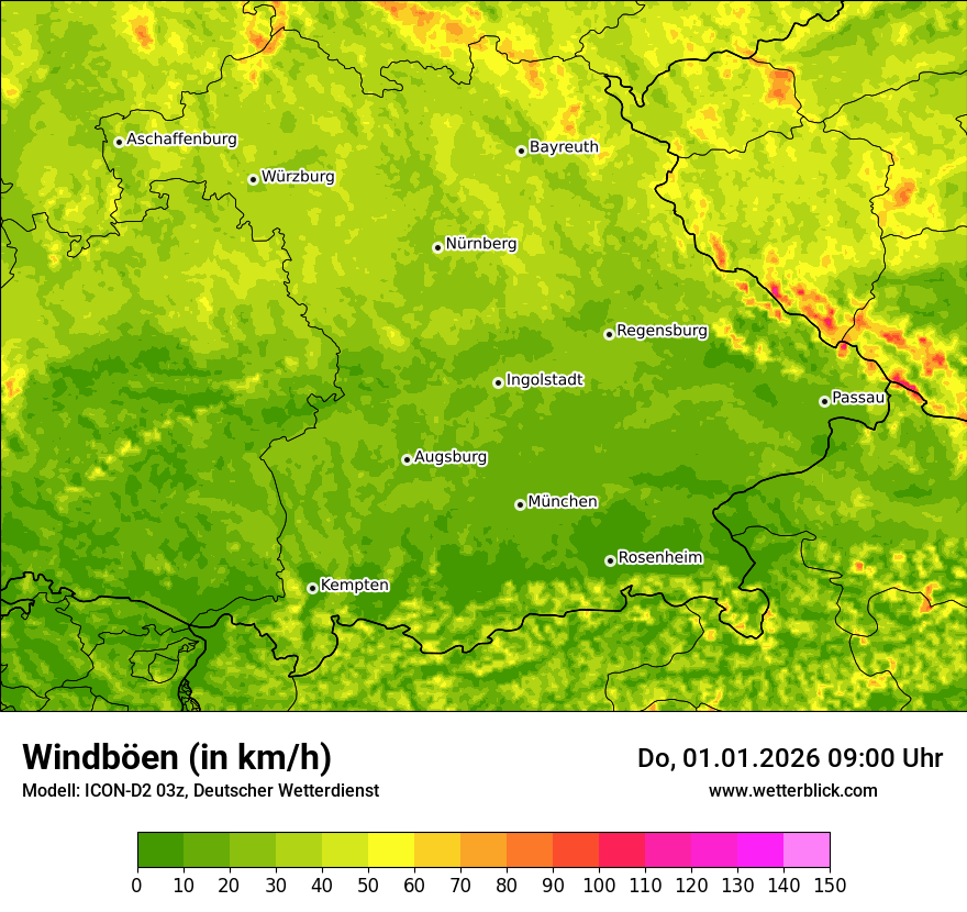 Modellkarten Windgeschwindigkeit