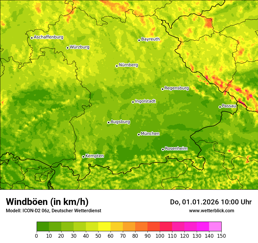 Modellkarten Windgeschwindigkeit