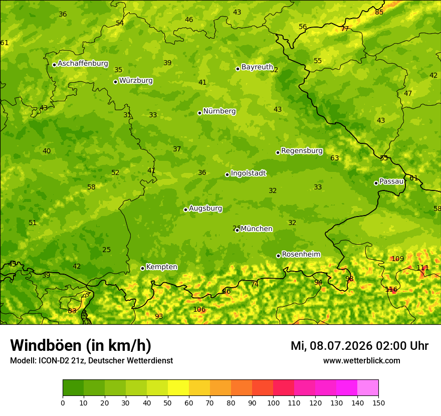 Maximale Windböen