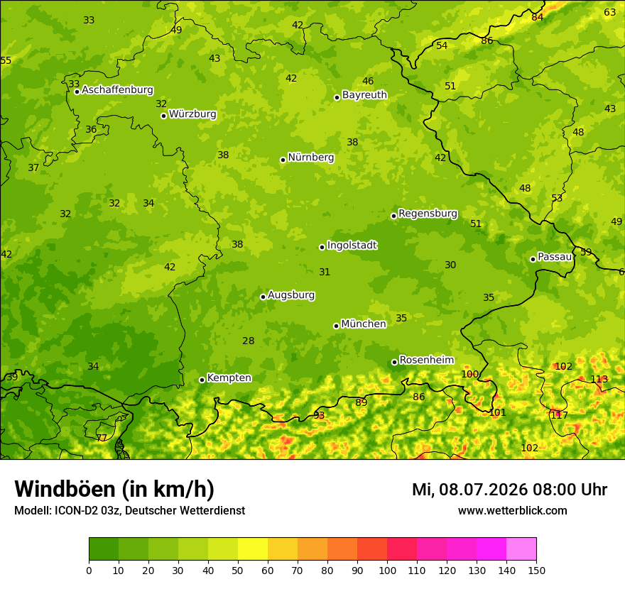 Maximale Windböen
