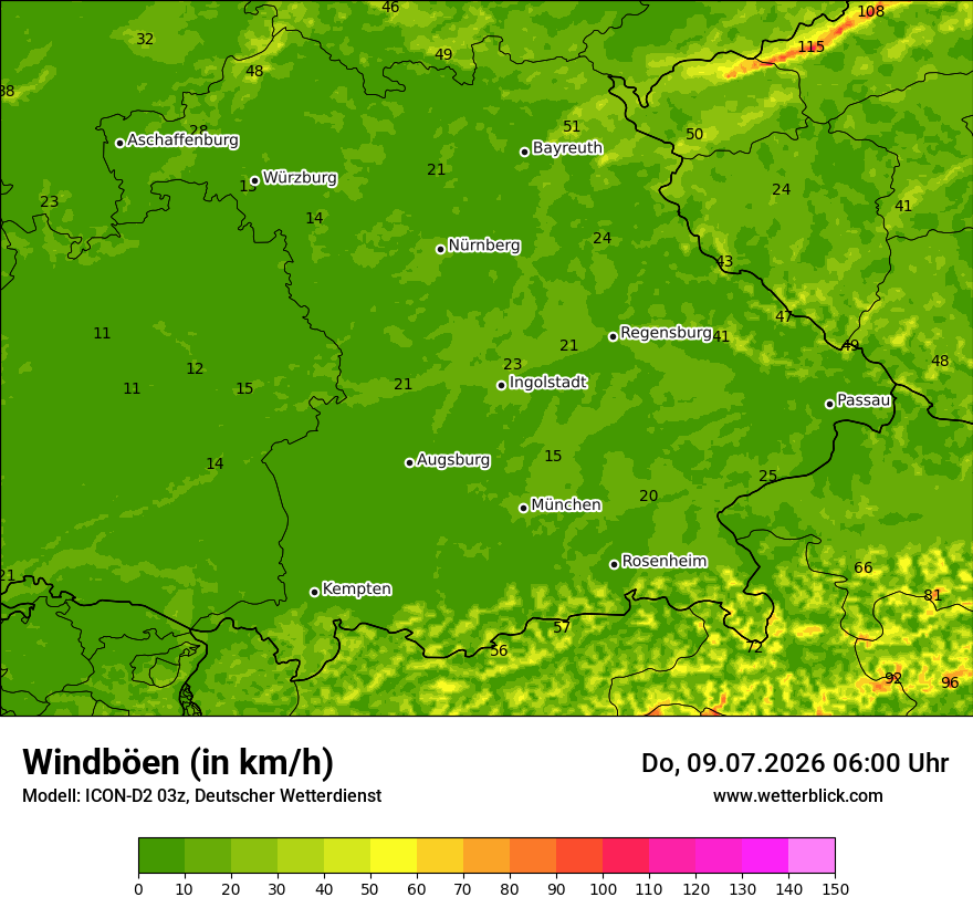 Maximale Windböen