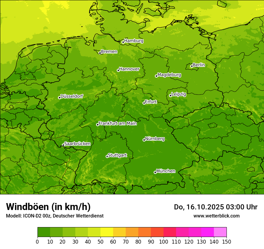 Modellkarten Windgeschwindigkeit in Deutschland