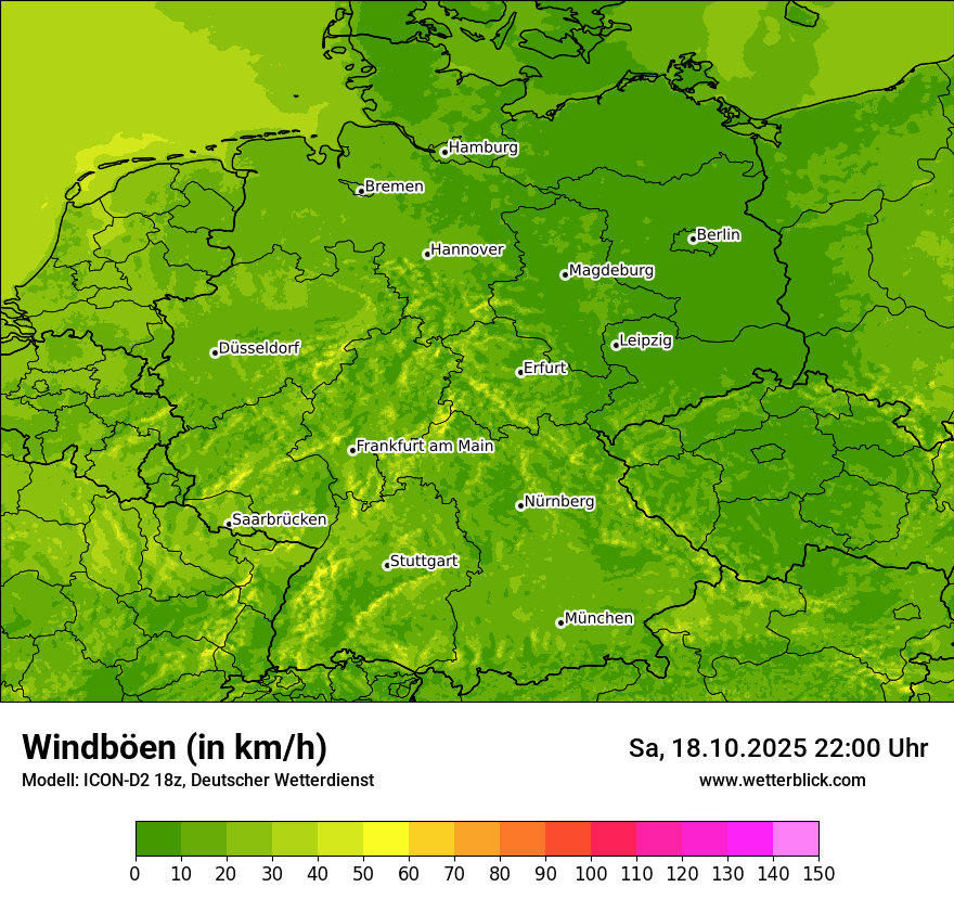 Modellkarten Windgeschwindigkeit in Deutschland