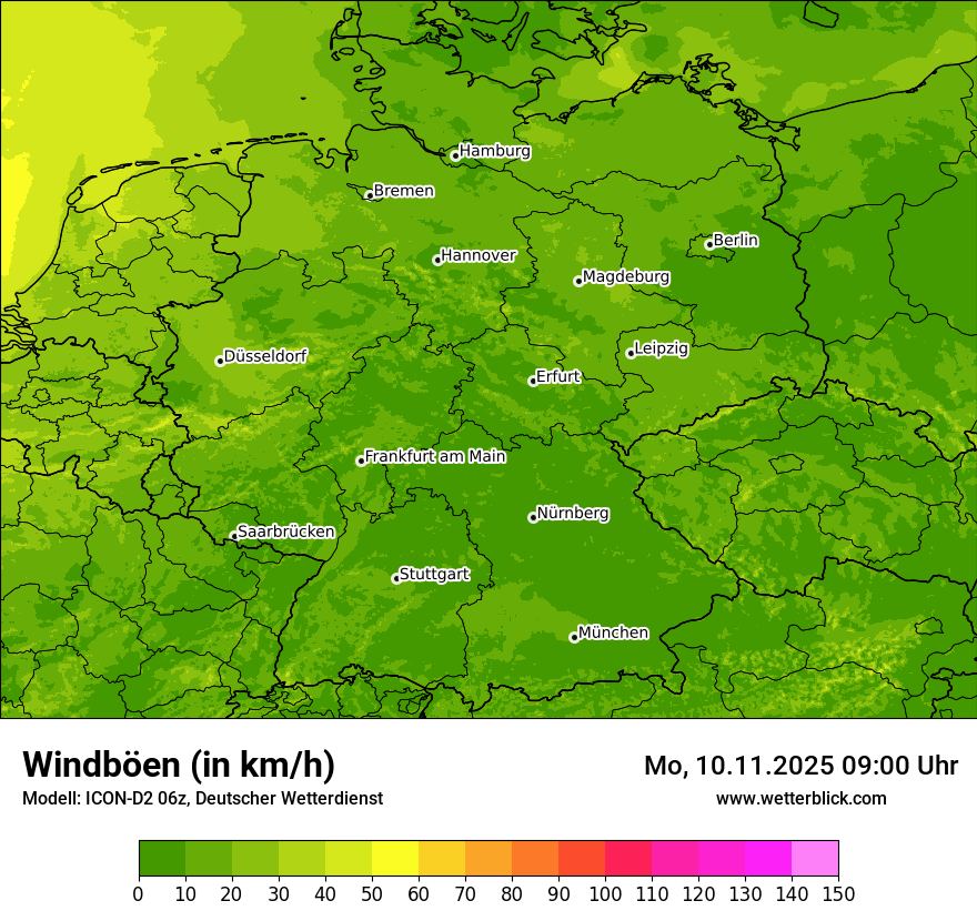 Modellkarten Windgeschwindigkeit in Deutschland