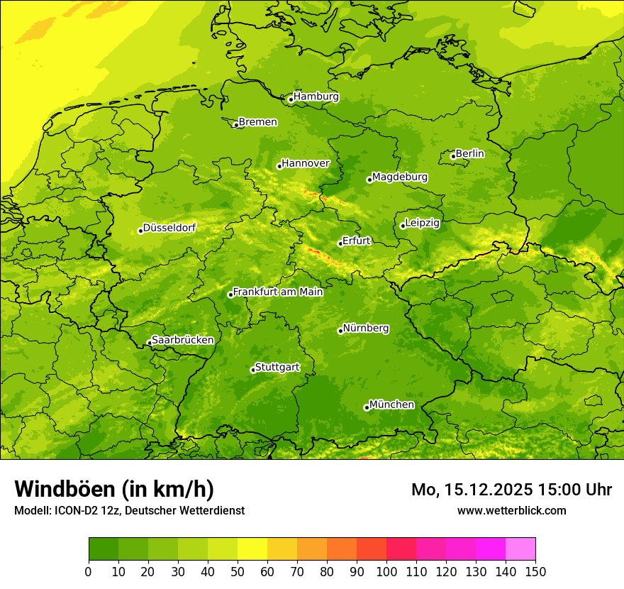 Modellkarten Windgeschwindigkeit in Deutschland
