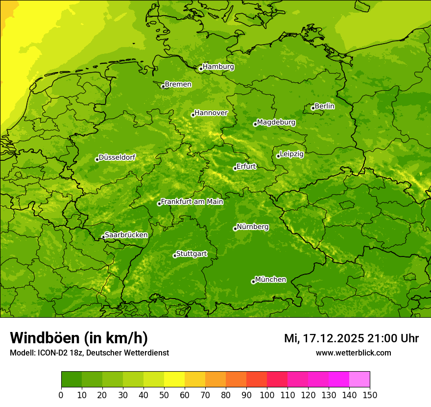 Modellkarten Windgeschwindigkeit in Deutschland