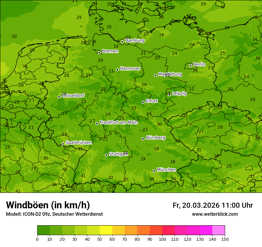 Modellkarte ICON-D2 – vmax – deutschland