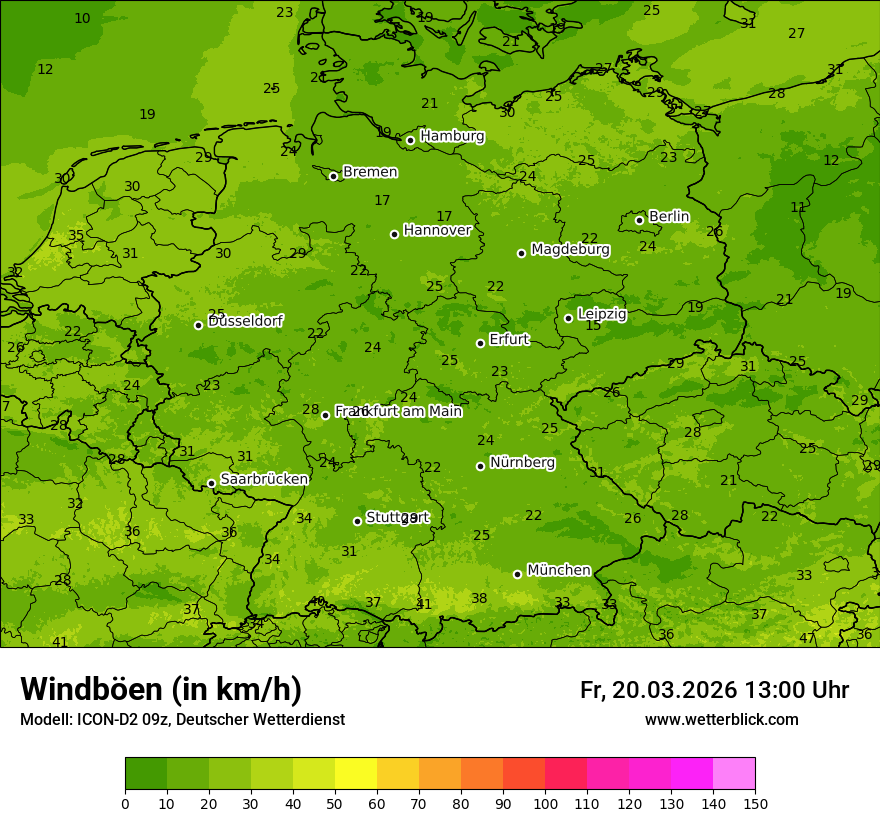 Modellkarte ICON-D2 – vmax – deutschland
