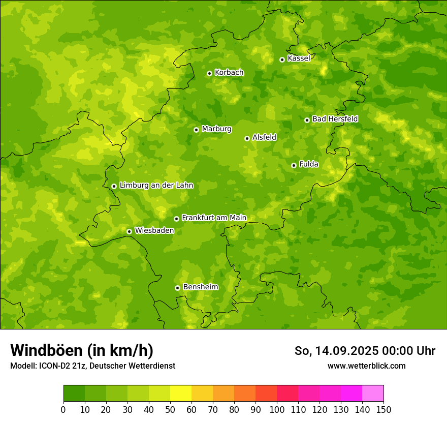 Modellkarten Windgeschwindigkeit