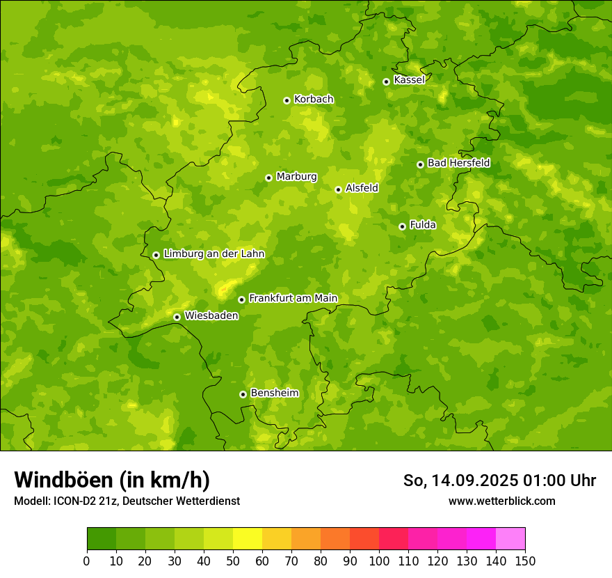 Modellkarten Windgeschwindigkeit