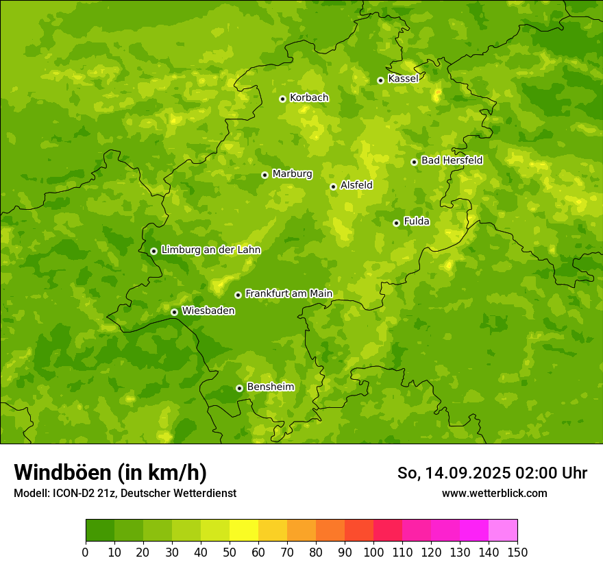 Modellkarten Windgeschwindigkeit