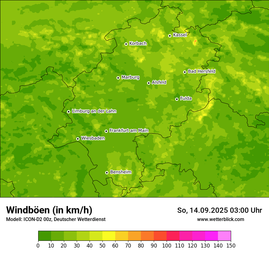 Modellkarten Windgeschwindigkeit