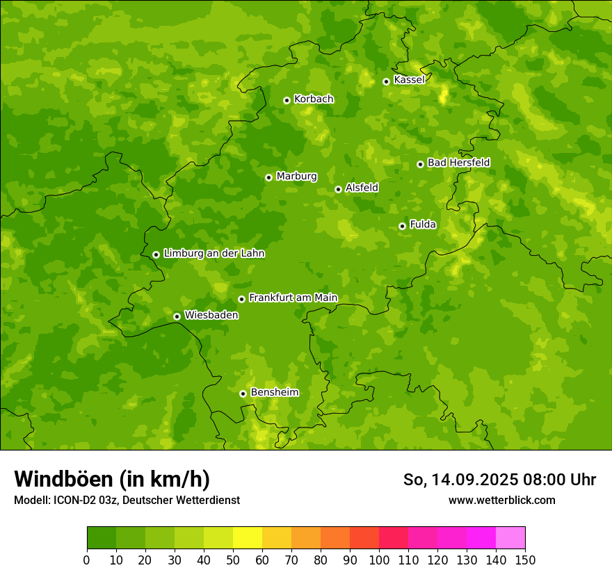 Modellkarten Windgeschwindigkeit
