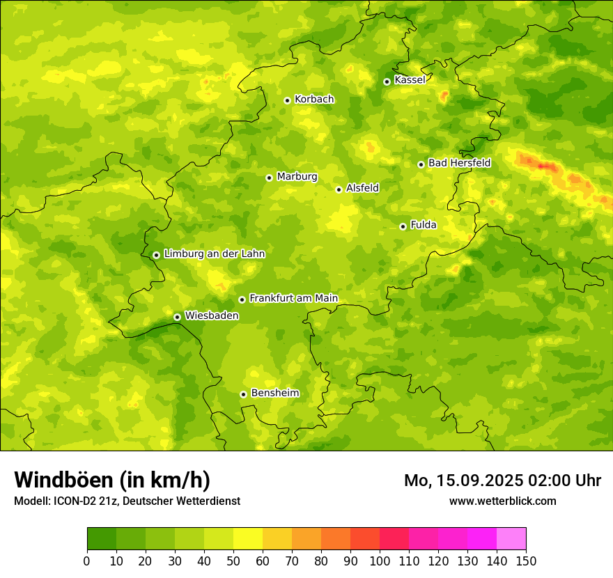 Modellkarten Windgeschwindigkeit