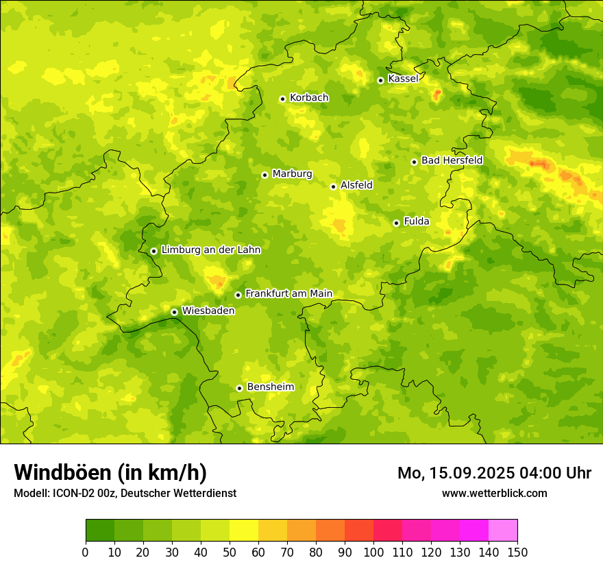 Modellkarten Windgeschwindigkeit