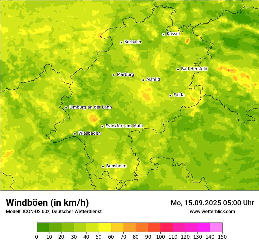Modellkarten Windgeschwindigkeit