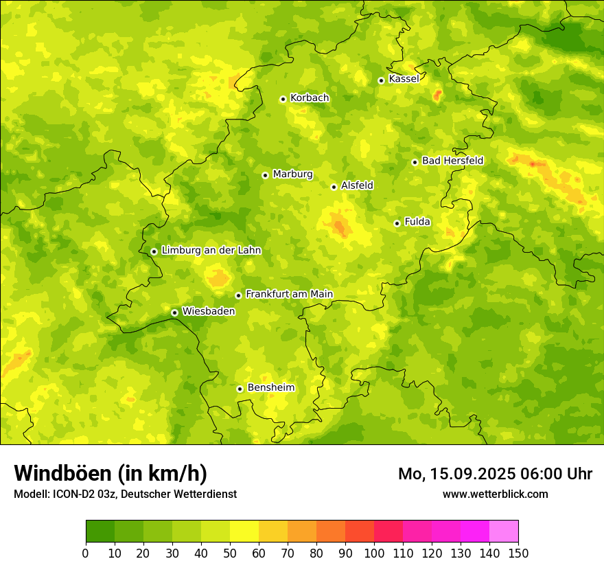 Modellkarten Windgeschwindigkeit