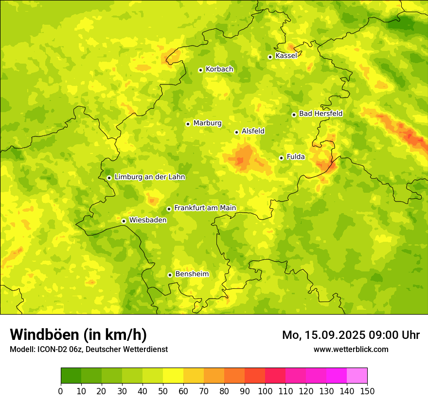 Modellkarten Windgeschwindigkeit