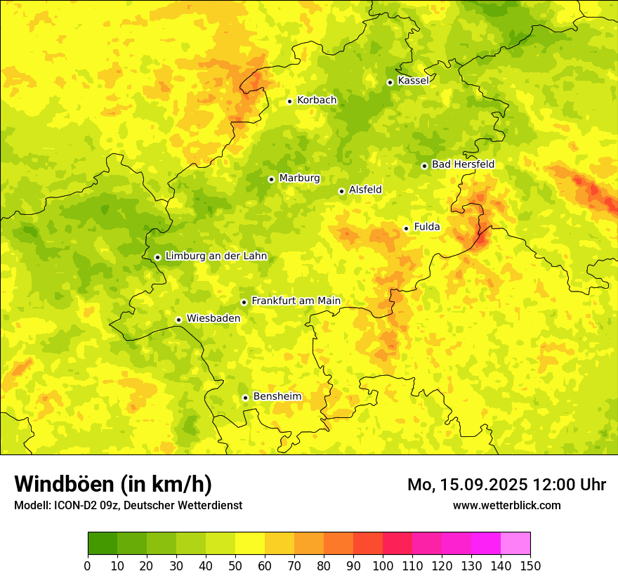 Modellkarten Windgeschwindigkeit