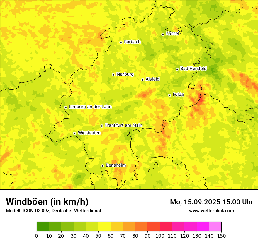 Modellkarten Windgeschwindigkeit